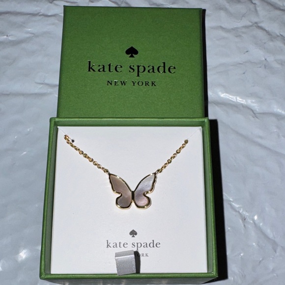 kate spade Jewelry - kate spade Gold and White Butterfly Pendant Necklace
